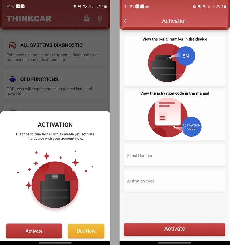 Usporedni test THINKDIAG uređaja za auto-dijagnostiku 2 thinkdiag aktivacija